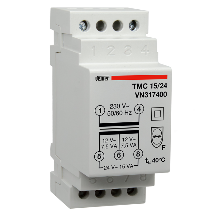 Vemer DIN Rail Mounting Transformer, Input 230VAC, Output 12