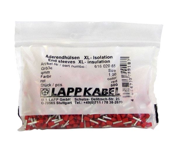 Lapp Ferrules XL Single 1.0mm2 x 8mm WH (500 Pack)-For thicker in