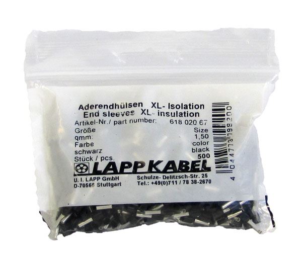 Lapp Ferrules XL Single 1.5mm2 x 8mm WH (500 Pack)-For thicker in