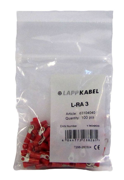 Lapp Ring Cable Lugs Insulated L-RA Red M5 (100 Pack)