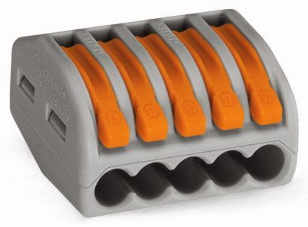 EngComp Wago WAGO 222 Connector - 5 Way 4mm2 - Grey