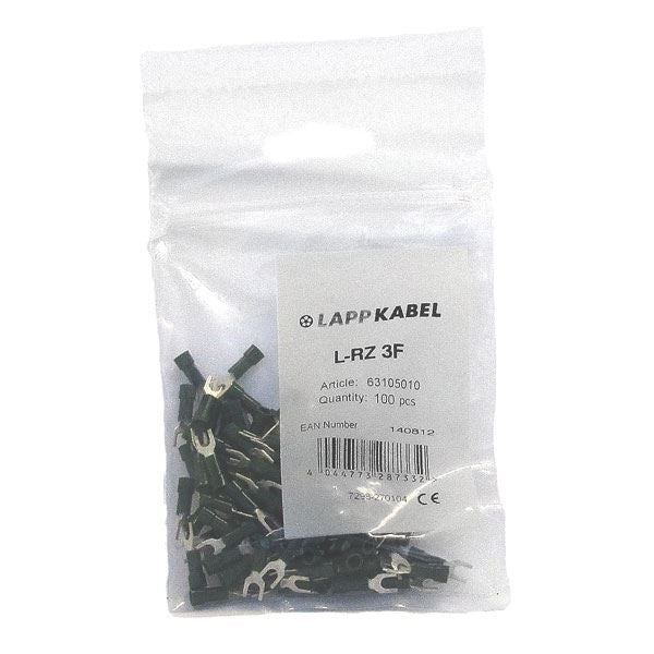 Lapp Fork Cable Lugs Insulated L-RZ Green M3 (100 Pack)
