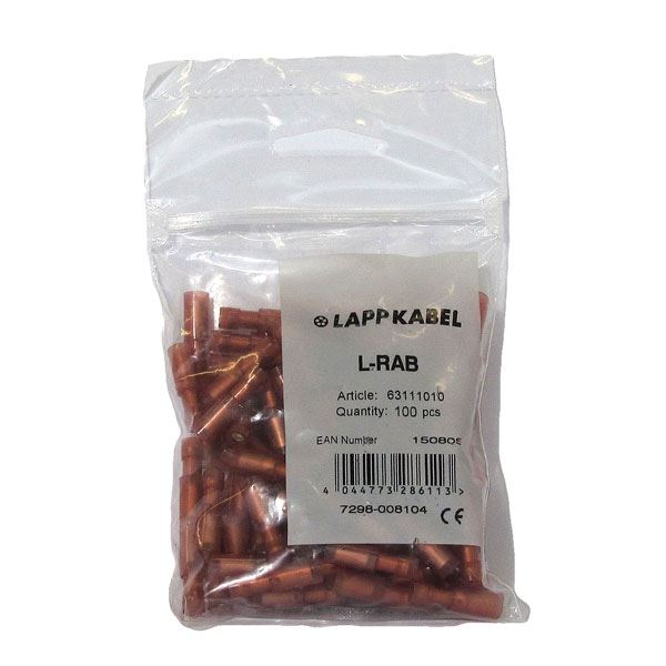 Lapp Connector Sleeve Insulated L-RAB Red (100 Pack)