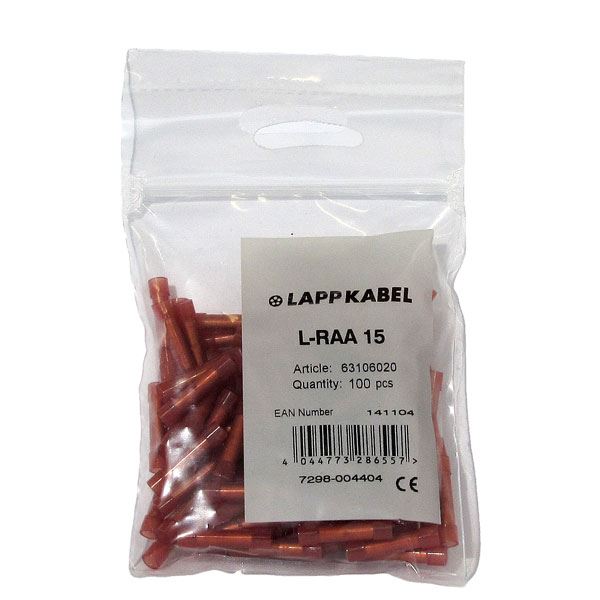 Lapp Butt Joint (Joiner) Insulated L-RAA 15 Red (100 Pack)