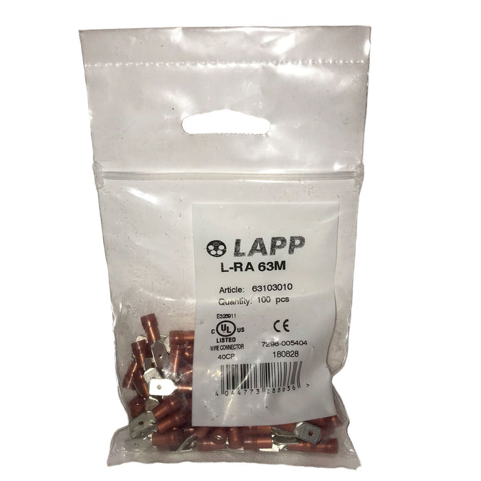 Lapp BLADE CONNECTOR TAB 6.3 x 0.8 L-RA 63 M Red (100 Pack)