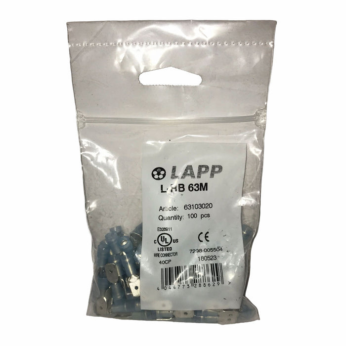 Lapp BLADE CONNECTOR TAB 6.3 x 0.8 L-RB 63 M Blue (100 Pack)