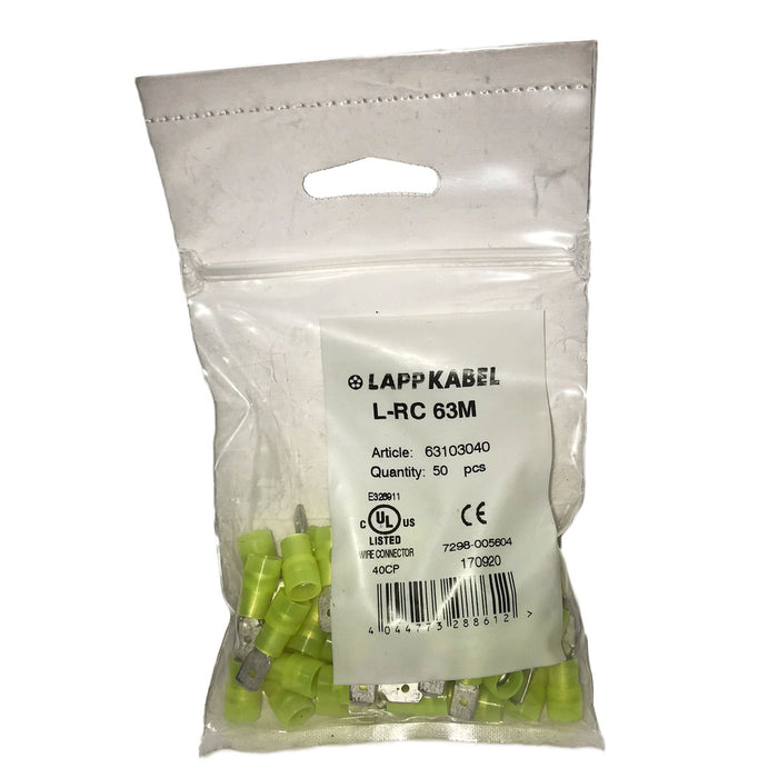 Lapp BLADE CONNECTOR TAB 6.3 x 0.8 L-RC 63 M Yellow (50 Pack)