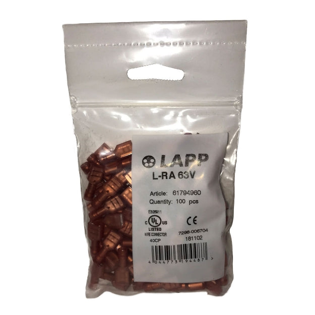 Lapp FULLY INSULATED RECEPTACLE 6.3 x 0.8 L-RA 63 V Red (100 Pack)