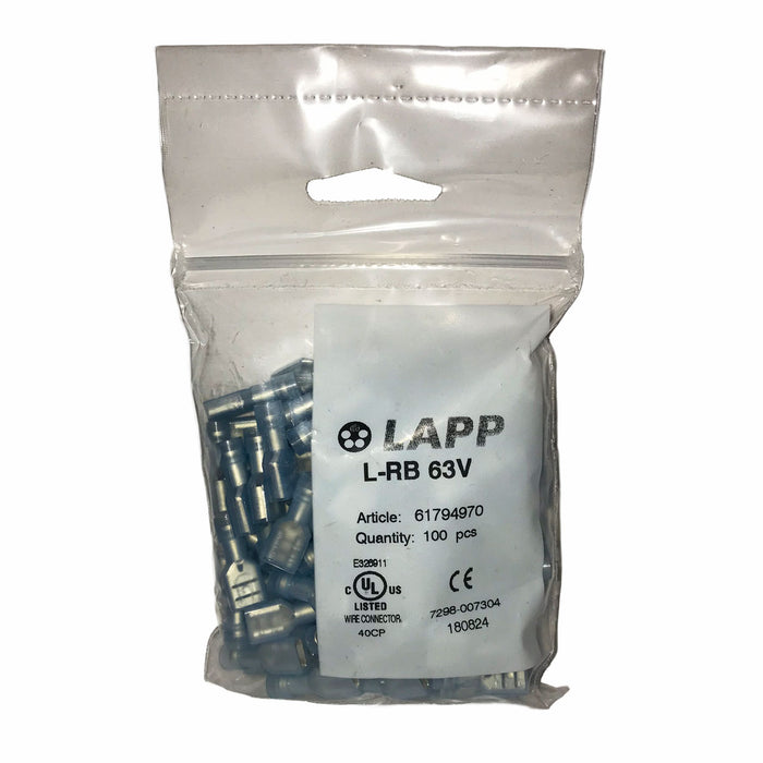 Lapp FULLY INSULATED RECEPTACLE 6.3 x 0.8 L-RB 63 V Blue (100 Pack)