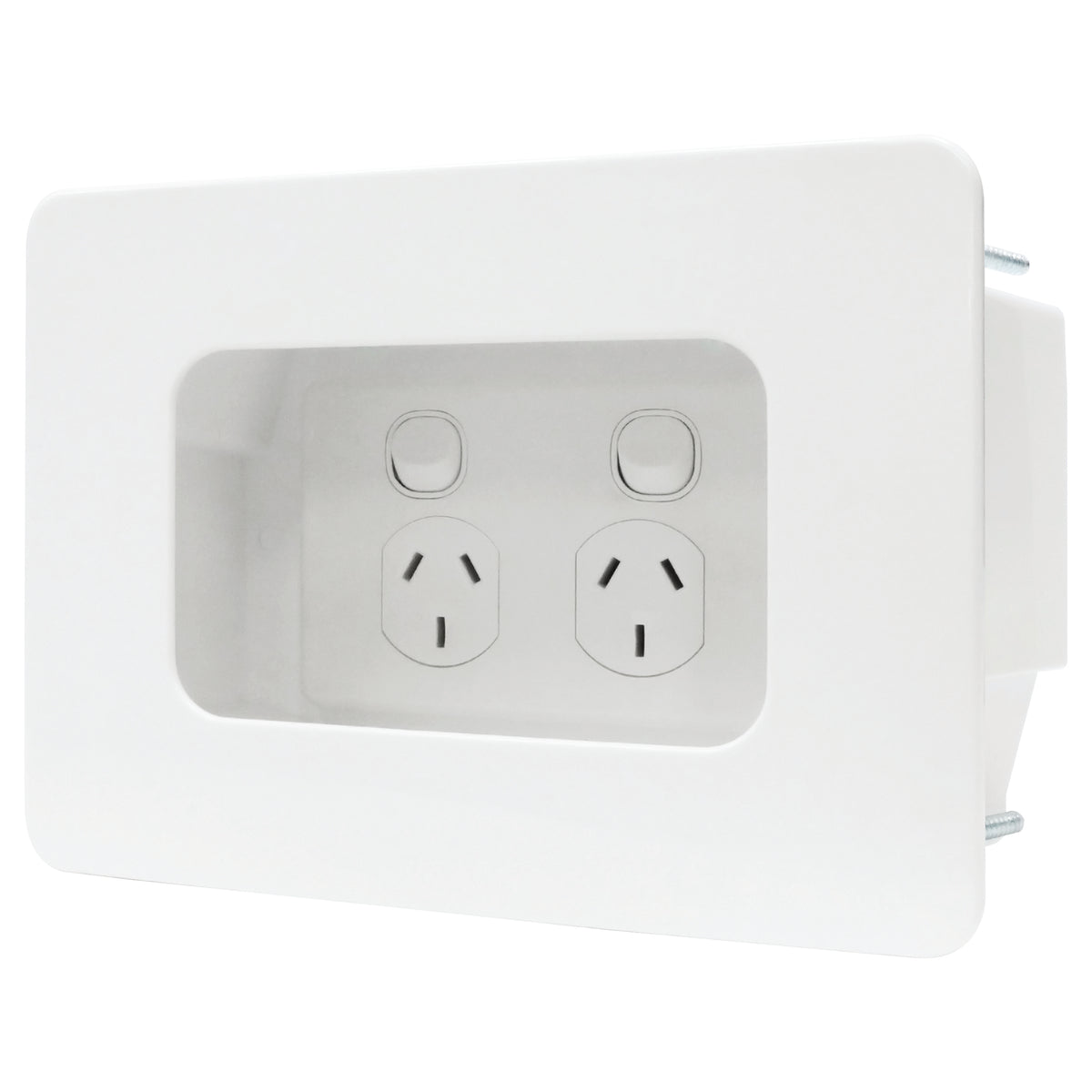 Center Point Box Matchmaster WHITE RECESSED POWER POINT MOUNTING BOX WITH MECH & BRUSH ...