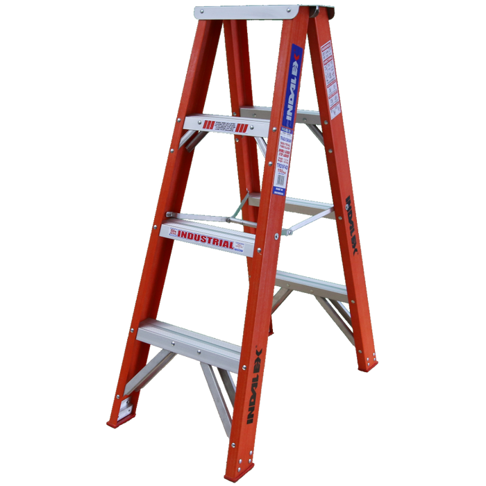 Indalex 1.2M Industrial F'Glass 150KG Tradesman D/Sided Step Ladder