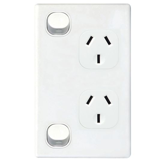 Tradesave Double 10A Vertical Power Point Removable Cover