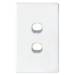 Tradesave Slim 16A 2-Way Vertical 2 Gang Switch Moulded In Flame