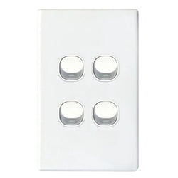 Tradesave Slim 16A 2-Way Vertical 4 Gang Switch Moulded In Flame