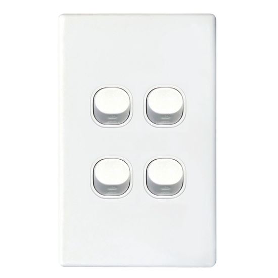 Tradesave Slim 16A 2-Way Vertical 4 Gang Switch Moulded In Flame