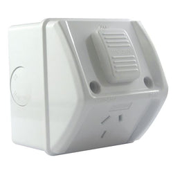 Tradesave Switched Socket 10A Waterproof Single Grey IP53