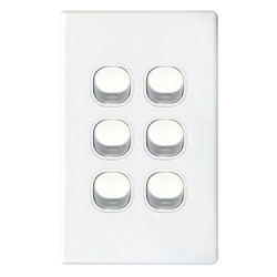 Tradesave Slim 16A 2-Way Vertical 6 Gang Switch Moulded In Flame