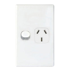 Tradesave Single 10A Vertical Power Point Removable Cover Moulded in Flame Resistant Polycarbonate