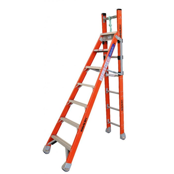 Indalex 2.1M-3.5M Industrial F'Glass 150KG Pro Series Step Ext Ladder
