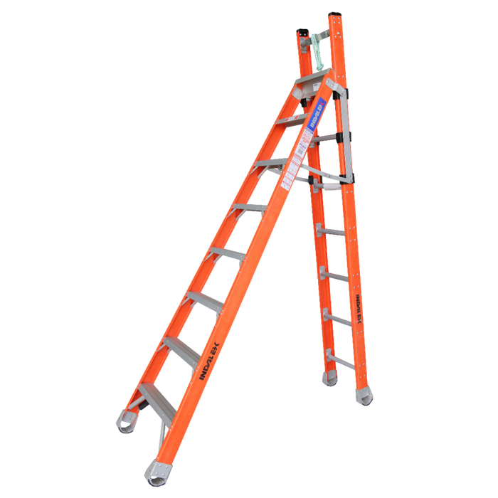 Indalex 2.4M-4.1M Industrial F'Glass 150KG Pro Series Step Ext Ladder