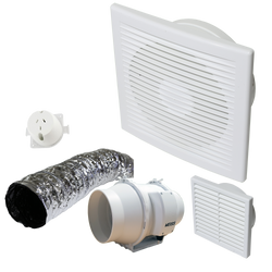 Weiss  Apollo Mixed Flow 150mm Inline Ducted Extractor - Square Fascia