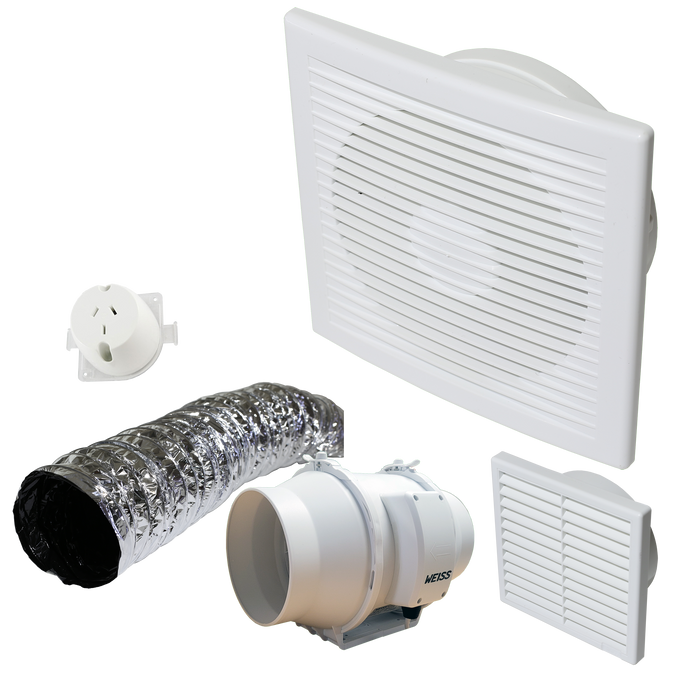 Weiss  Apollo Mixed Flow 150mm Inline Ducted Extractor - Square Fascia