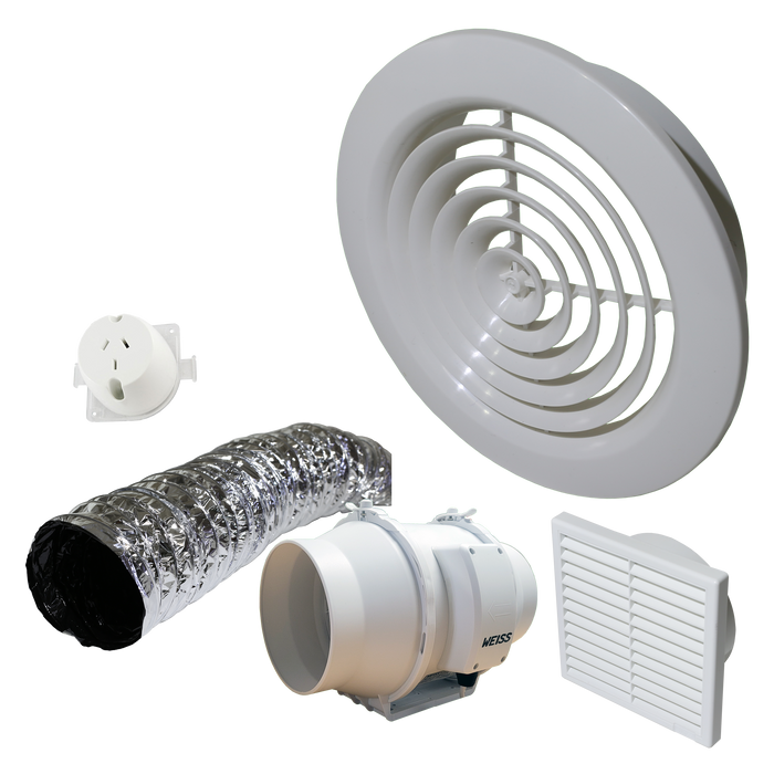 Weiss  Apollo Mixed Flow 150mm Inline Ducted Extractor - Circular Fascia