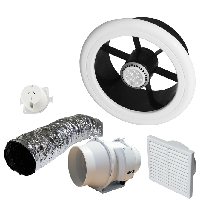 Weiss  Apollo Mixed Flow 150mm Inline Ducted Extractor - with LED light