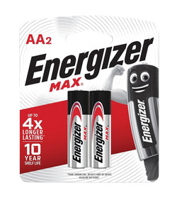 Energizer E000038400 Battery 1.5V AA Size Alkaline Max 2 Pack