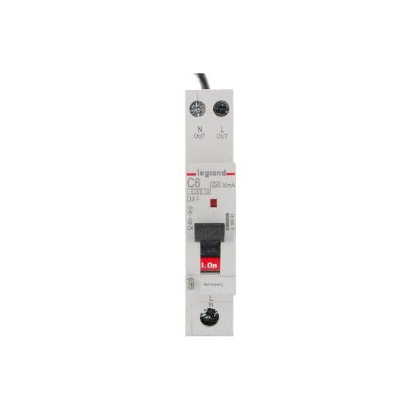 RCBO 1 MODULE COMBO 1P+N 6AMP 6KA 30MA C CURVE W/ NEUTR TAIL