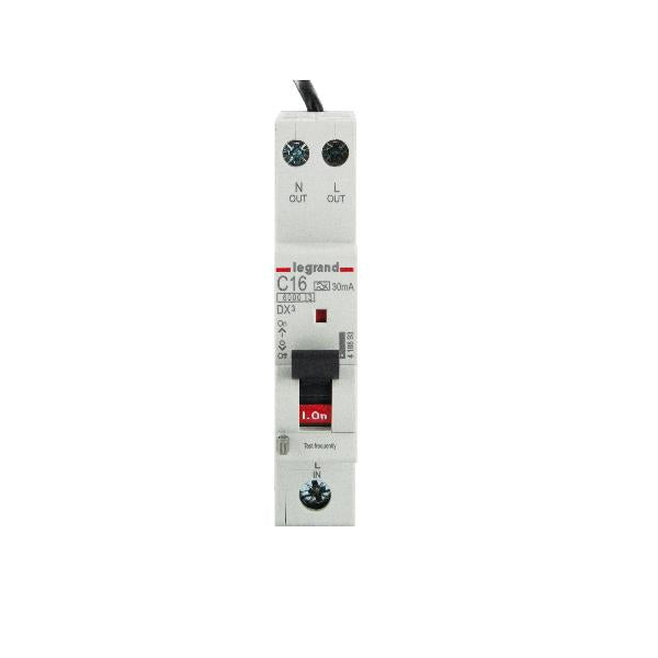 RCBO 1 MODULE COMBO 1P+N 16AMP 6KA 30MA C CURVE W/NEUTR TAIL