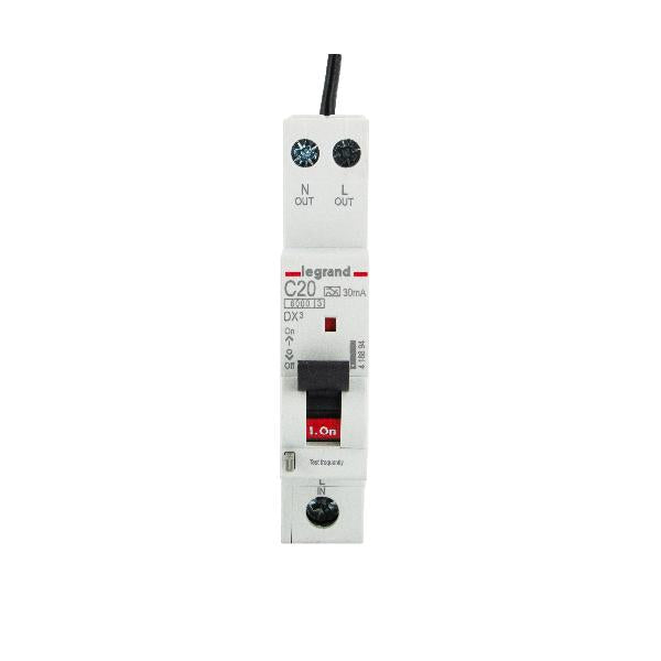 RCBO 1 MODULE COMBO 1P+N 20AMP 6KA 30MA C CURVE W/NEUTR TAIL