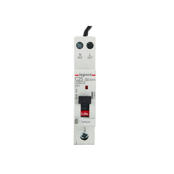 RCBO 1 MODULE COMBO 1P+N 25AMP 6KA 30MA C CURVE W/NEUTR TAIL