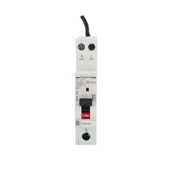 RCBO 1 MODULE COMBO 1P+N 32AMP 6KA 30MA C CURVE W/NEUTR TAIL
