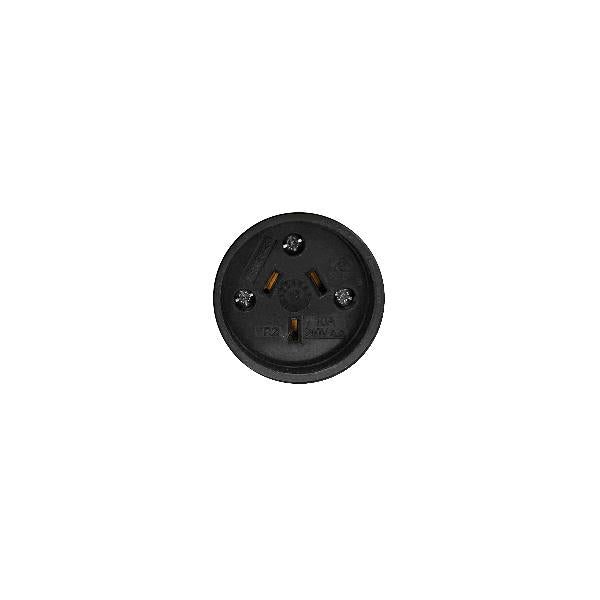 Socket 3pin Flat 10A Rubber Black