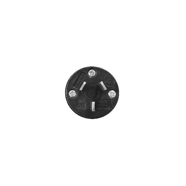 Plug 3pin Flat 10A Rubber Black
