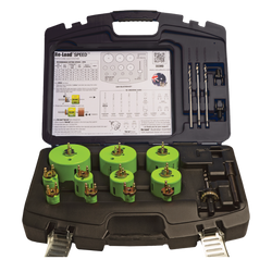 Electricians 29 piece SPEED MASTER  With SPEED Core Arbor, 11 x DEEP CUT COBALT HSS 16 20, 22, 25, 32, 40, 51,64, 73, 92, + 2 pilots, 2up Bosses