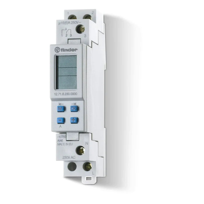 Finder Timeswitch Digital 7 Day 1 Min Set Interval1 1CO16A@250VAC 230VAC