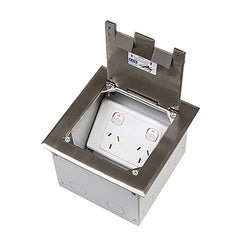 Vynco S/G Floor Box Square Stainless Steel 2P