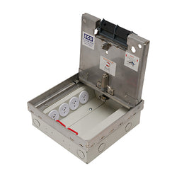 Vynco S/G Floor Box Square Flush XREB Shallow Stainless Steel 4P 4D