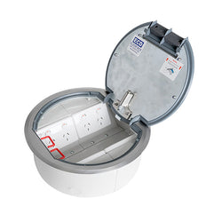 Vynco S/G Floor Box Round Surface REB Stainless Steel 4P 4D