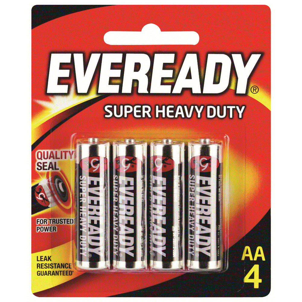 Eveready E301344000 Battery 1.5V Super Heavy Duty AA Size Black 4 Pack ...