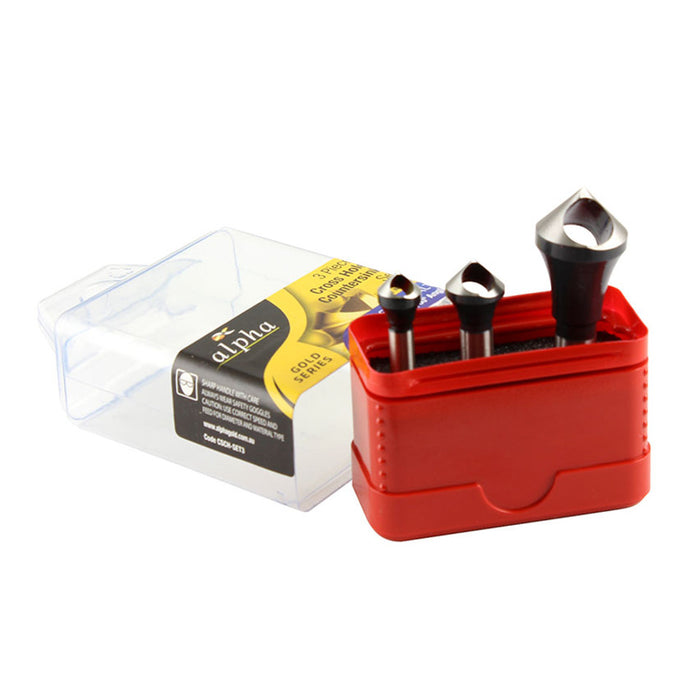 Trucut Alpha 3 Piece Cross Hole Countersink Set