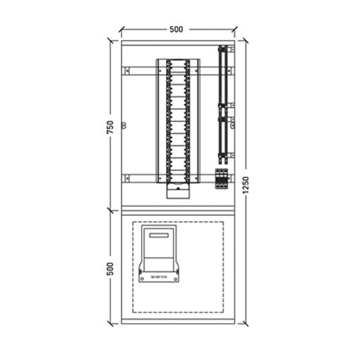 Vynco CPO 1250X500 60Way Meter MCB Switchboard