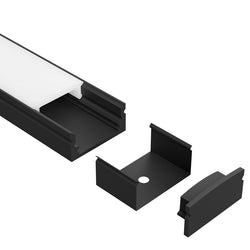 Task LED Chan 110 Black End Cap With Cable Holes