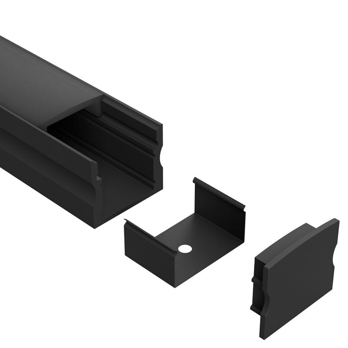 Task LED Chan130 Black End Cap With Cable Holes
