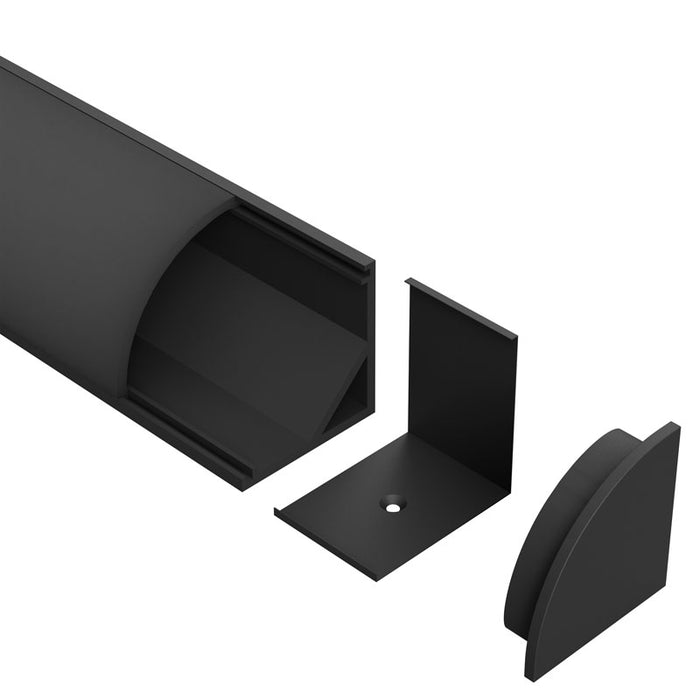 Task LED Chan200 Black End Cap With Cable Hole