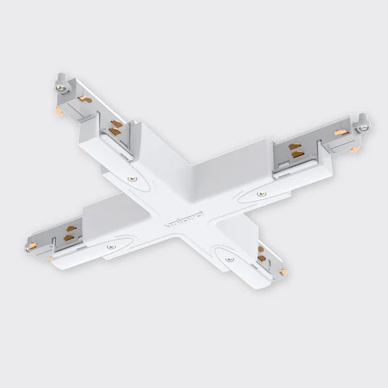 Bright Light 3-Circuit Dali Track X-Angle Connector White