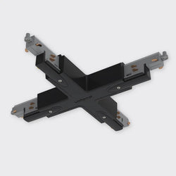 Bright Light 3-Circuit Dali Track X-Angle Connector Black