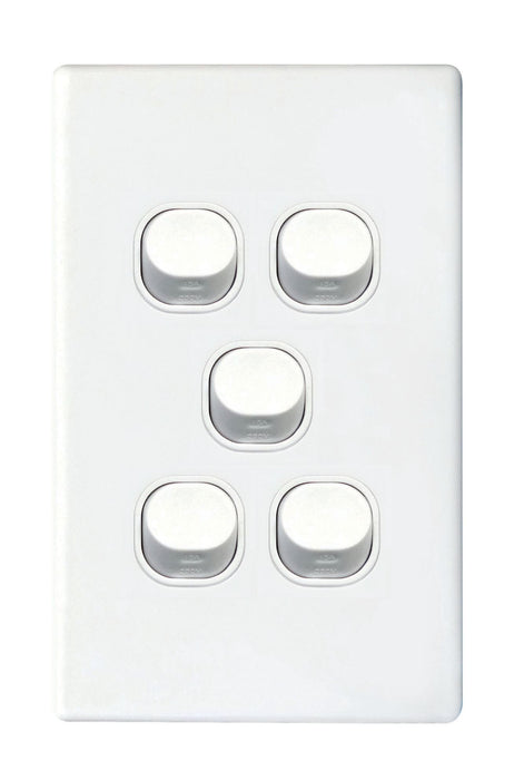 Tradesave 16A 2-Way Vertical 5 Gang Switch Moulded In Flame Resistant